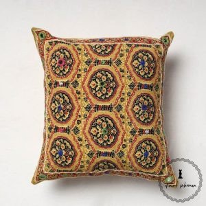 Ajrakh Embroidered Cushion Cover