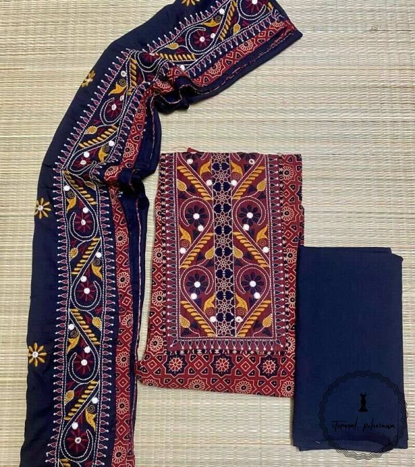 Ajrakh Gujarat Embroidery Suit
