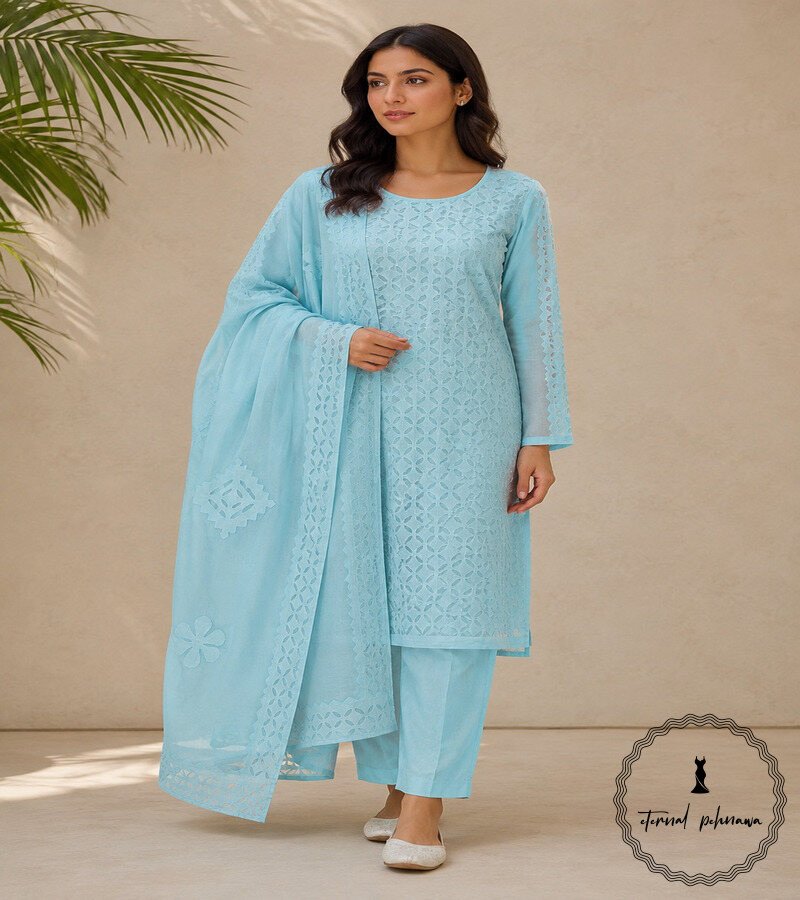 Applique Work Pure Cotton Suit at Best Price