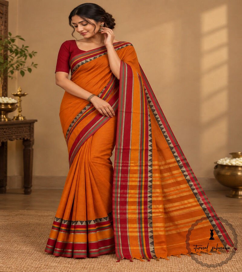 f Beautiful Narayanpet Mercerised Cotton Sarees