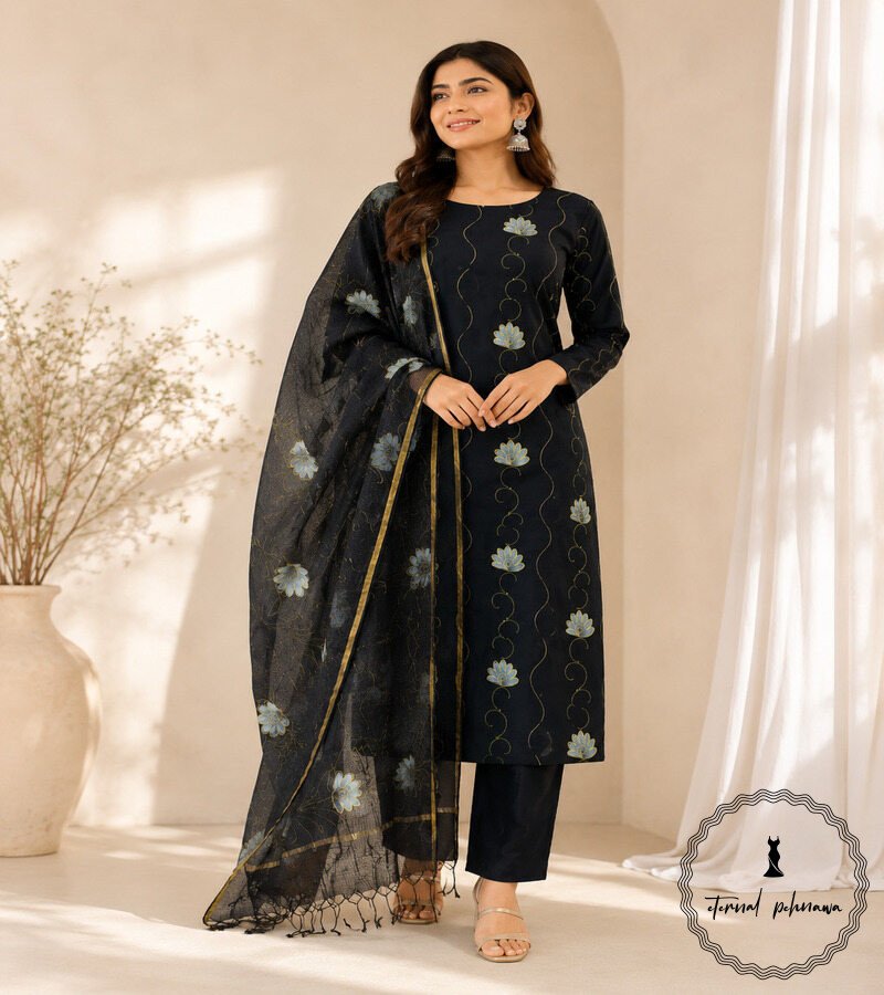 1.1 Exclusive Hand block Printed Cotton Suits with Cotton Dupatta