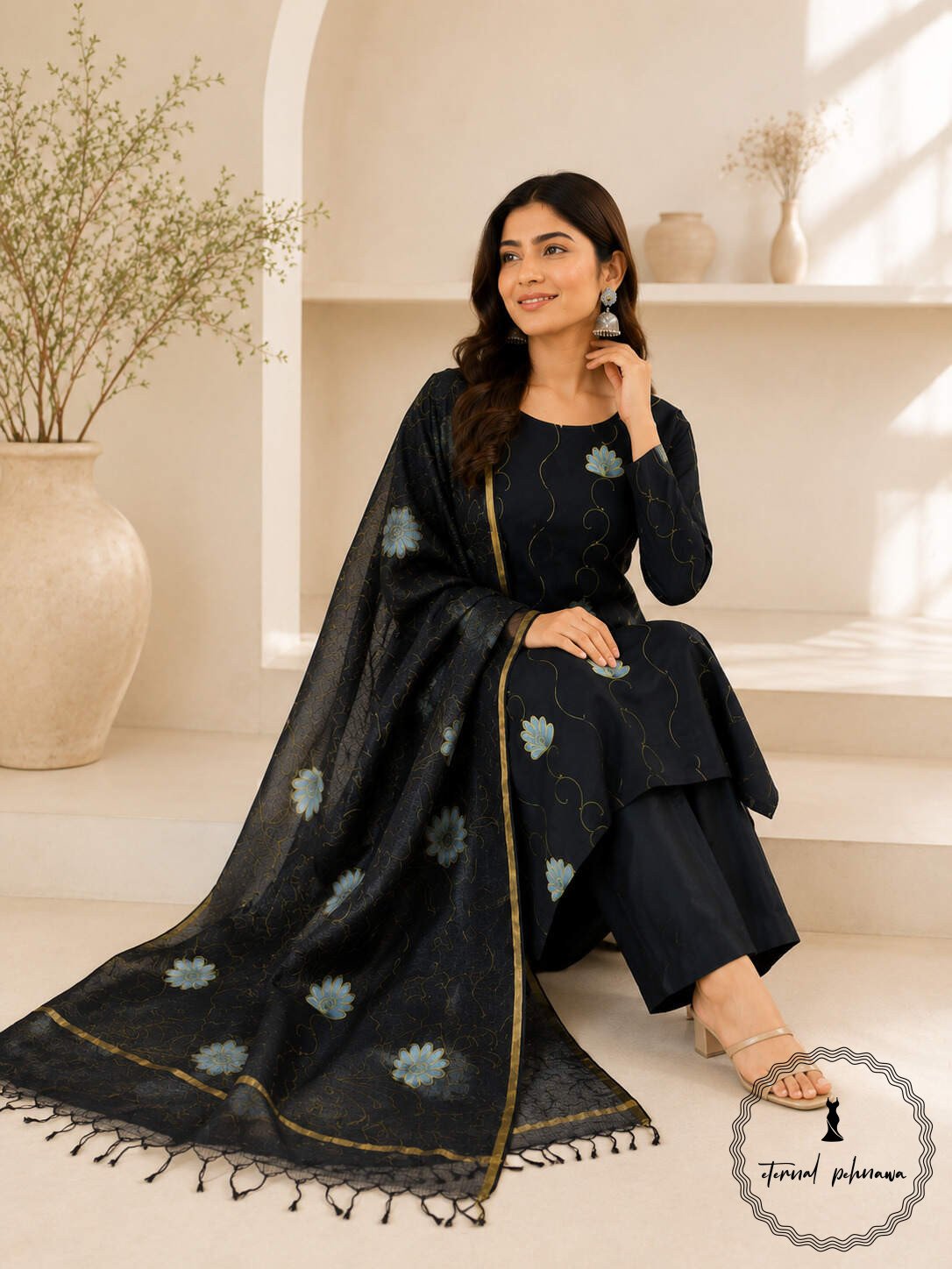 1.3 Exclusive Hand block Printed Cotton Suits with Cotton Dupatta