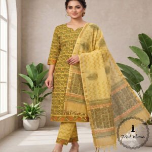Exclusive Hand block Printed Cotton Suits with Cotton Dupatta