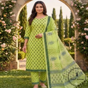 Exclusive Hand block Printed Cotton Suits with Cotton Dupatta