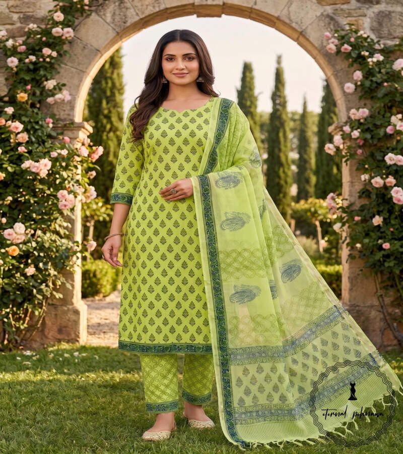 3.1 Exclusive Hand block Printed Cotton Suits with Cotton Dupatta