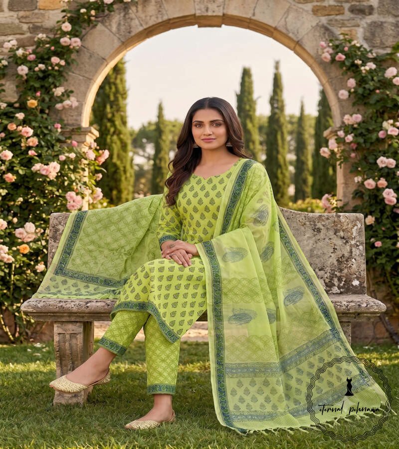 3.2 Exclusive Hand block Printed Cotton Suits with Cotton Dupatta