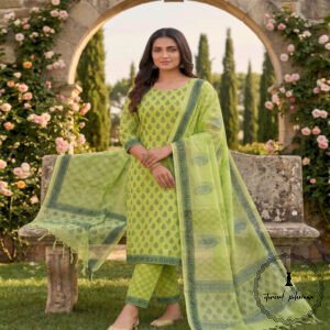 Exclusive Hand block Printed Cotton Suits with Cotton Dupatta