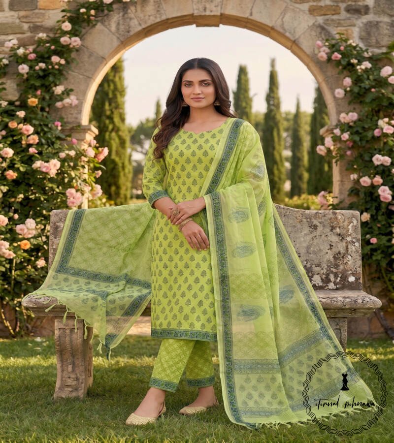 3.3 Exclusive Hand block Printed Cotton Suits with Cotton Dupatta