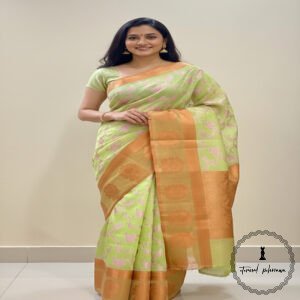 Elegant Banarasi Semi Silk Saree with Broad Zari Border- Shop Now!