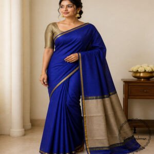 Maheshwari Handloom Plain Saree With Ghicha Pallu