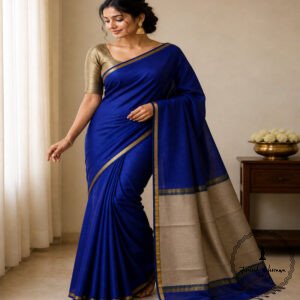 Maheshwari Handloom Plain Saree With Ghicha Pallu