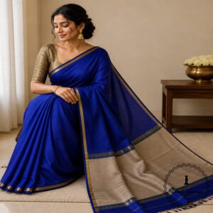 Maheshwari Handloom Plain Saree With Ghicha Pallu
