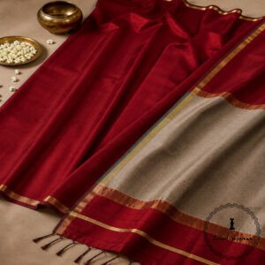 Maheshwari Handloom Plain Saree With Ghicha Pallu