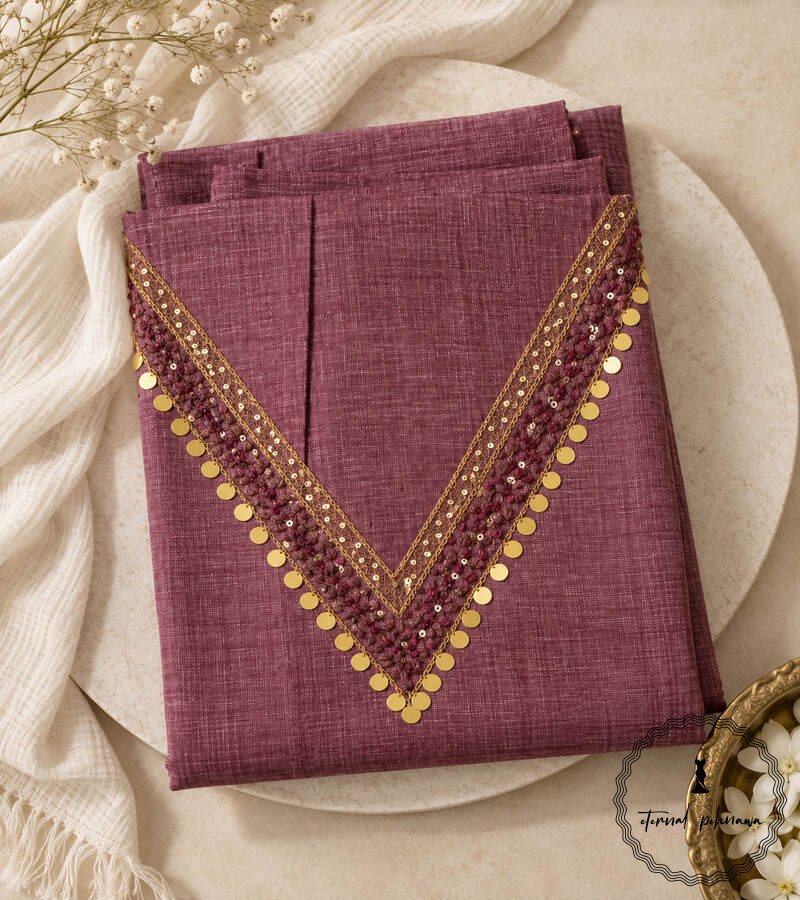 Handcrafted Zari Zardozi Kala Cotton Kurti Fabric