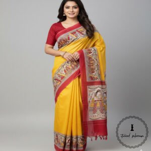 Madhubani Digital Print Katan Silk Saree