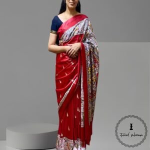 Katan Silk Madhubani print saree