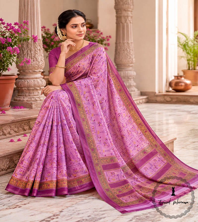 TRIBAL pink4 Semi Silk Tribal print