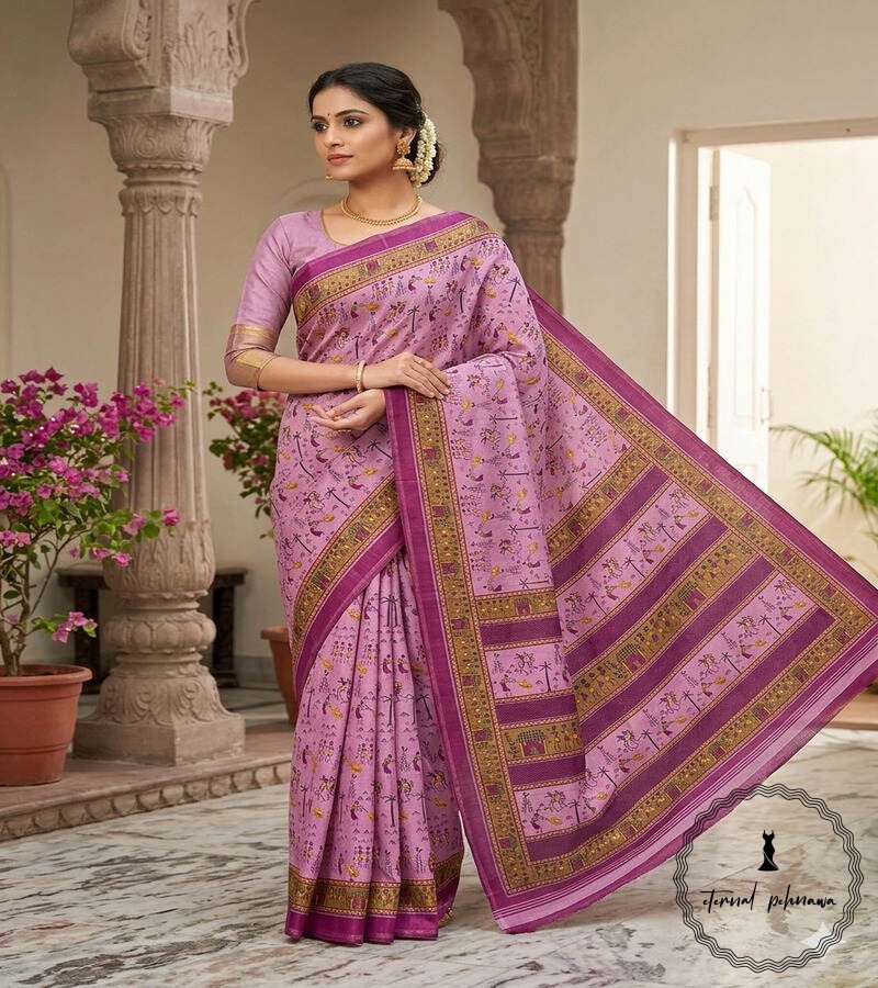Tribal Pink1 Semi Silk Tribal print