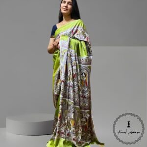 Katan Silk Madhubani print saree