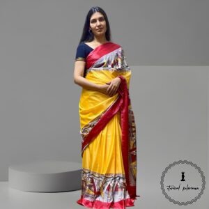 Katan Silk Madhubani print saree