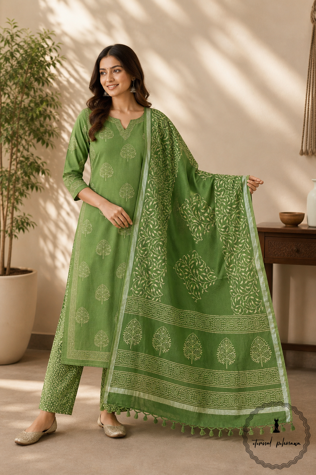 Green Linen cotton