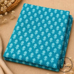 Elegant Unstitched Cotton Fabric for Kurtas-Turquoise