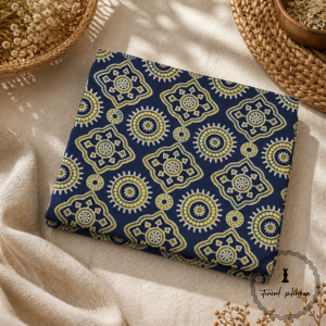 Ajrakh Cotton Fabric For Kurta-Blue