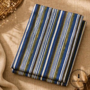 Elegant Unstitched Cotton Fabric for Kurtas-Blue Stripe