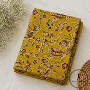 Ajrakh Cotton Fabric For Kurta-Mustard