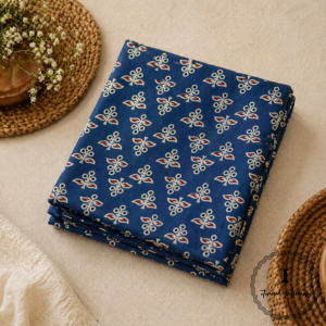 Ajrakh Cotton Fabric For Kurta-Blue
