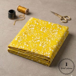 Elegant Unstitched Cotton Fabric for Kurtas-Yellow