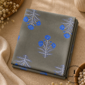 Elegant Unstitched Cotton Fabric for Kurtas-Grey