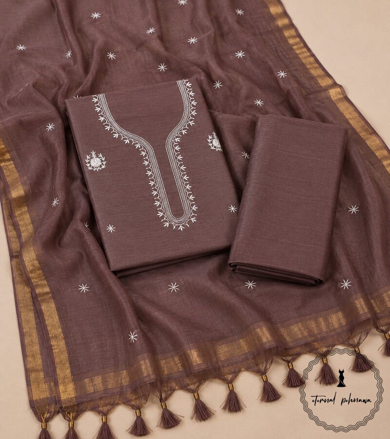 b4 Regal Charm: Fine Katan Silk with Intricate Embroidery