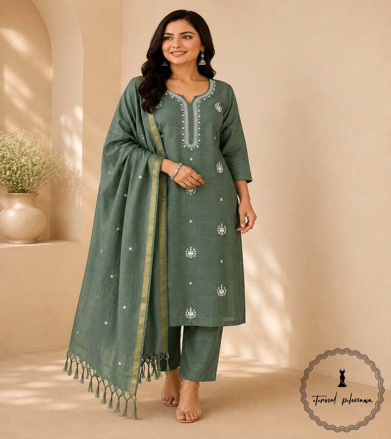g1 Regal Charm: Fine Katan Silk with Intricate Embroidery