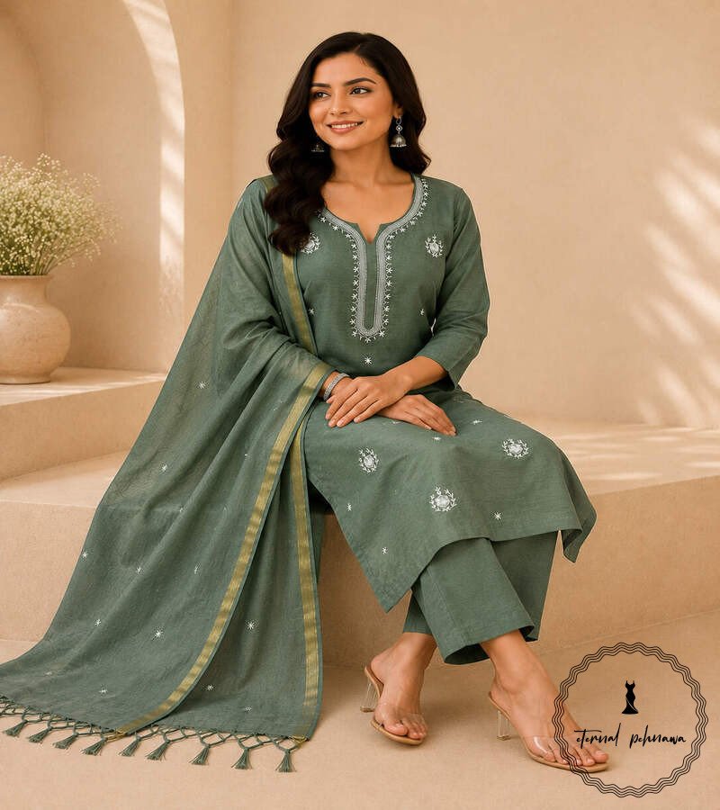 g3 Regal Charm: Fine Katan Silk with Intricate Embroidery