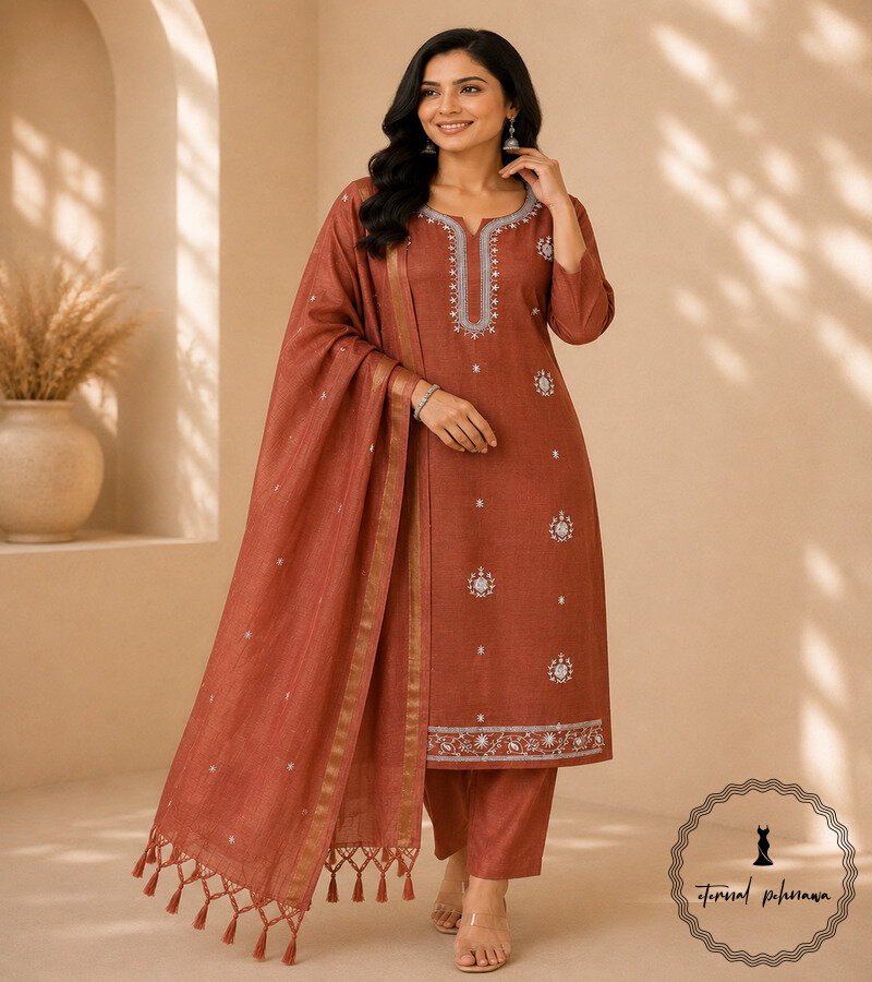 o2 Regal Charm: Fine Katan Silk with Intricate Embroidery