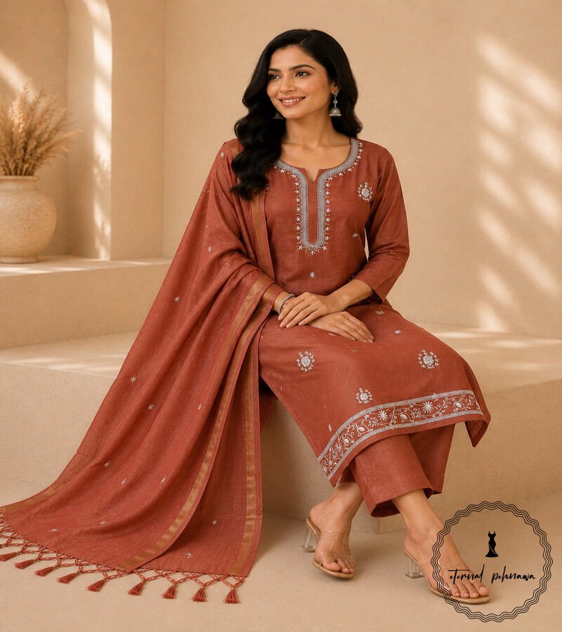 o3 Regal Charm: Fine Katan Silk with Intricate Embroidery