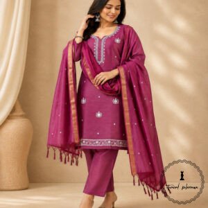 Regal Charm: Fine Katan Silk with Intricate Embroidery