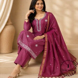 Regal Charm: Fine Katan Silk with Intricate Embroidery