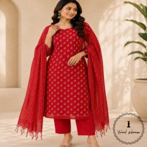 Embroidered Soft Silk Cotton Suit with Kota Doria Dupatta