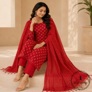 Embroidered Soft Silk Cotton Suit with Kota Doria Dupatta