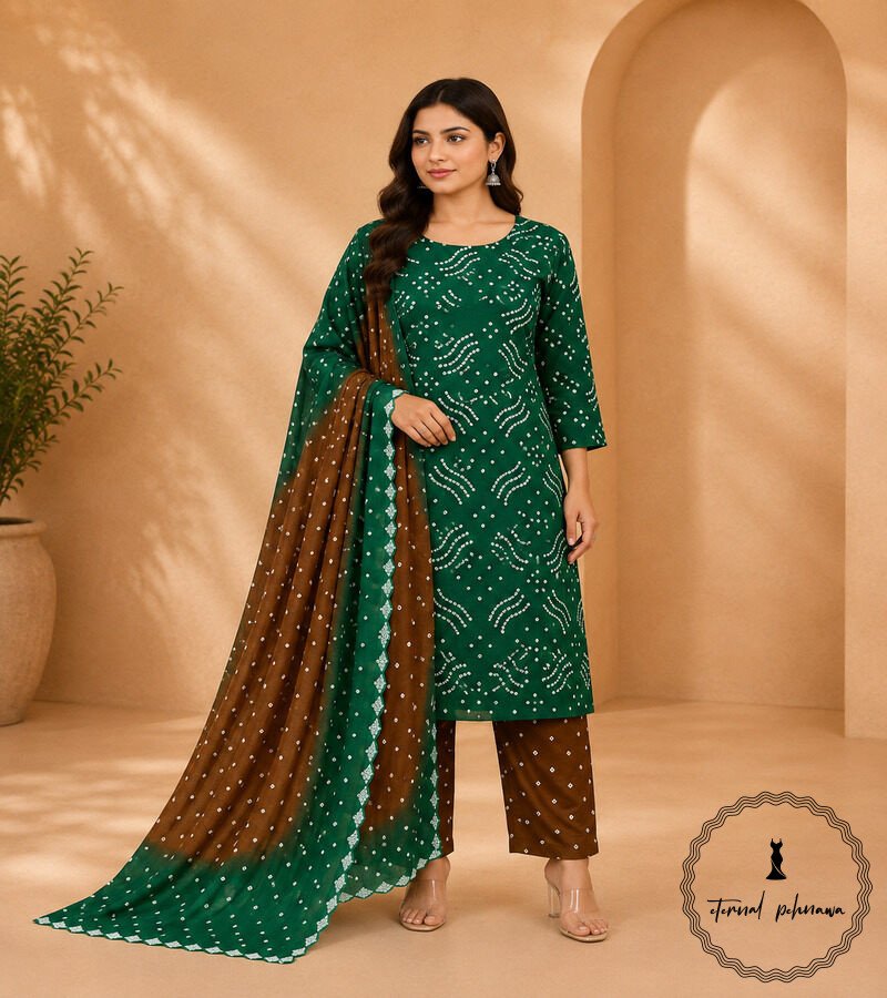 Vibrant Bandhani Embroidered Suits in Bright Colours