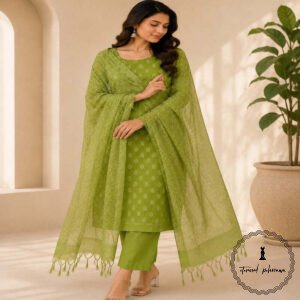 Embroidered Soft Silk Cotton Suit with Kota Doria Dupatta