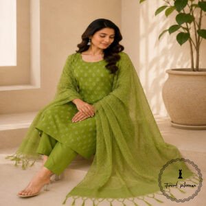 Embroidered Soft Silk Cotton Suit with Kota Doria Dupatta