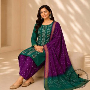 Vibrant Bandhani Embroidered Suits in Bright Colours