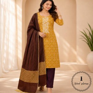 Embroidered Soft Silk Cotton Suit with Kota Doria Dupatta