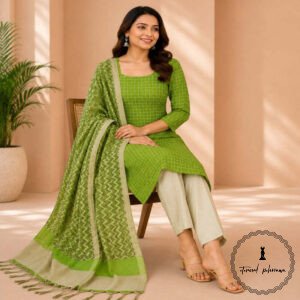 Embroidered Soft Silk Cotton Suit with Kota Doria Dupatta