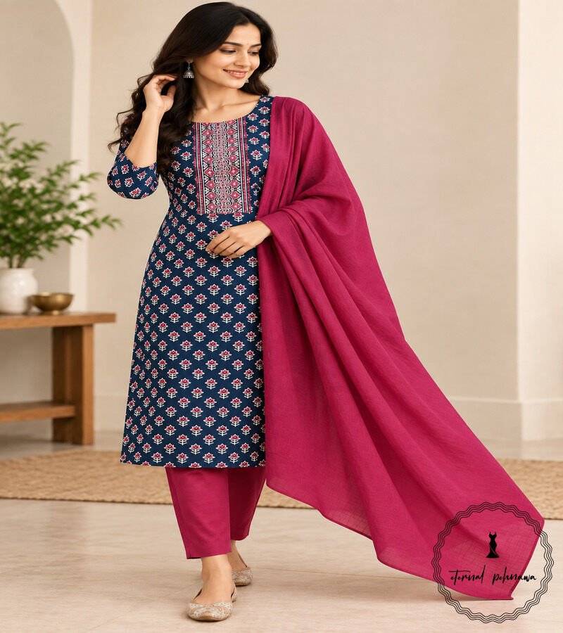 Pure Cotton Handcrafted Kutchi Embroidery Suit