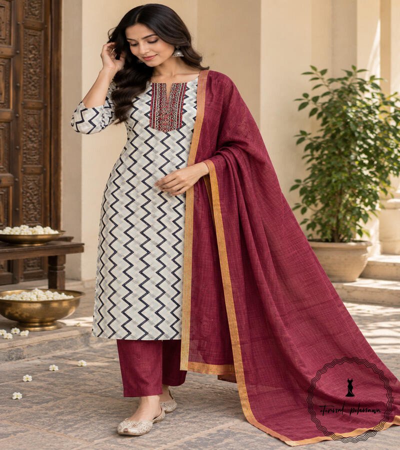 Pure Cotton Handcrafted Kutchi Embroidery Suit