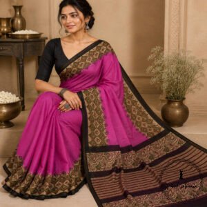 Printed Chanderi Cotton Silk Saree with Blouse